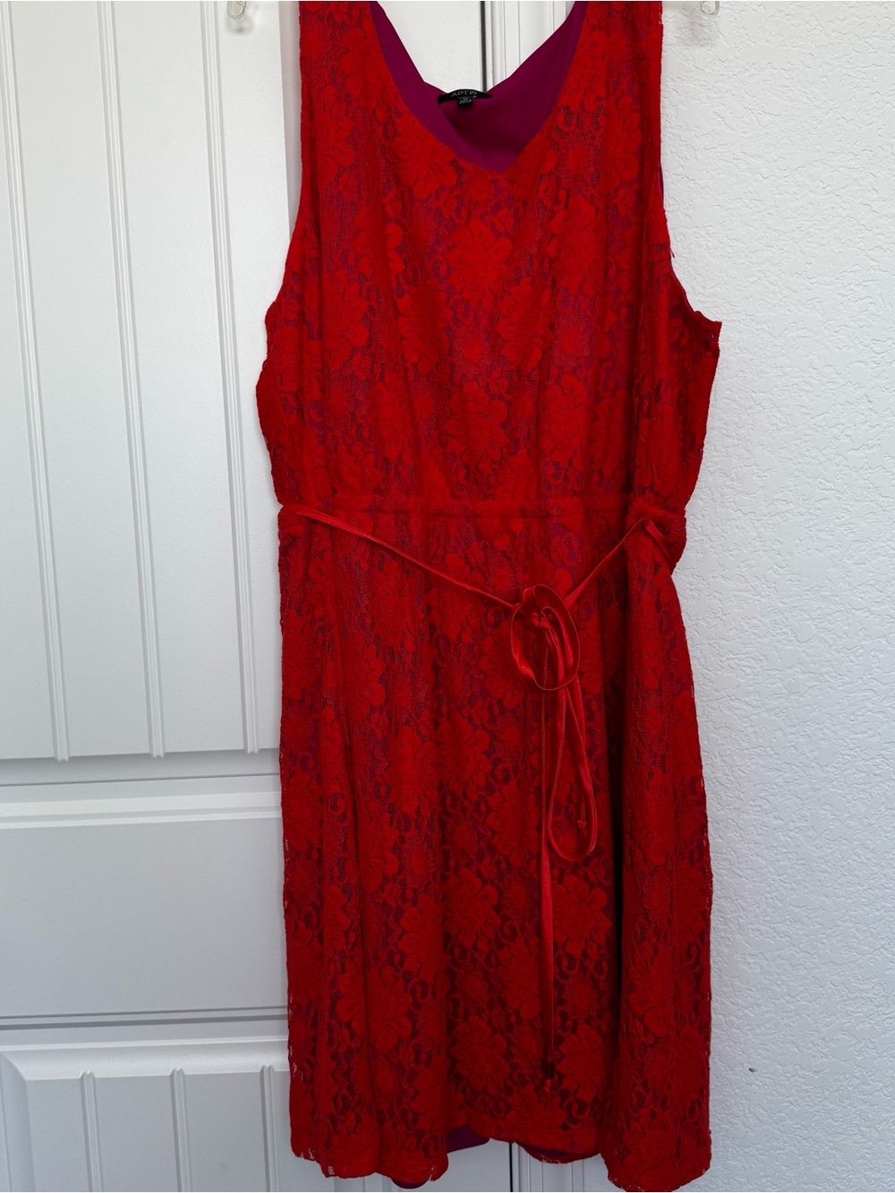 Apt. 9 Red Lace Midi Dress with Tie Waist